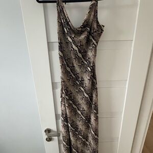 Reptile Patterned Tan and Black Dress
